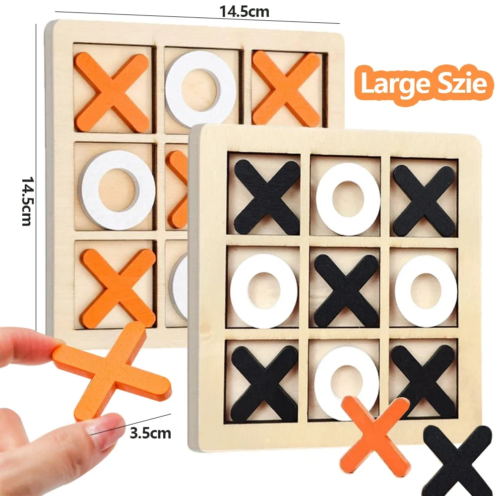 Board Game Idea - 木製 XO 三目並べゲーム ミニチェスボード インタラクション パズル