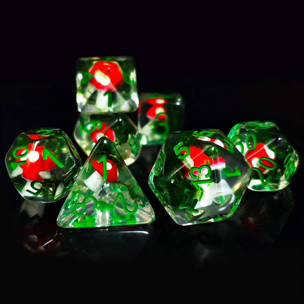 Board Game Rpg - 7 ピース/セット DND サイコロ透明樹脂かわいいキノコ多面体サイコロロールプレイングテーブルカード RPG ボードゲーム用