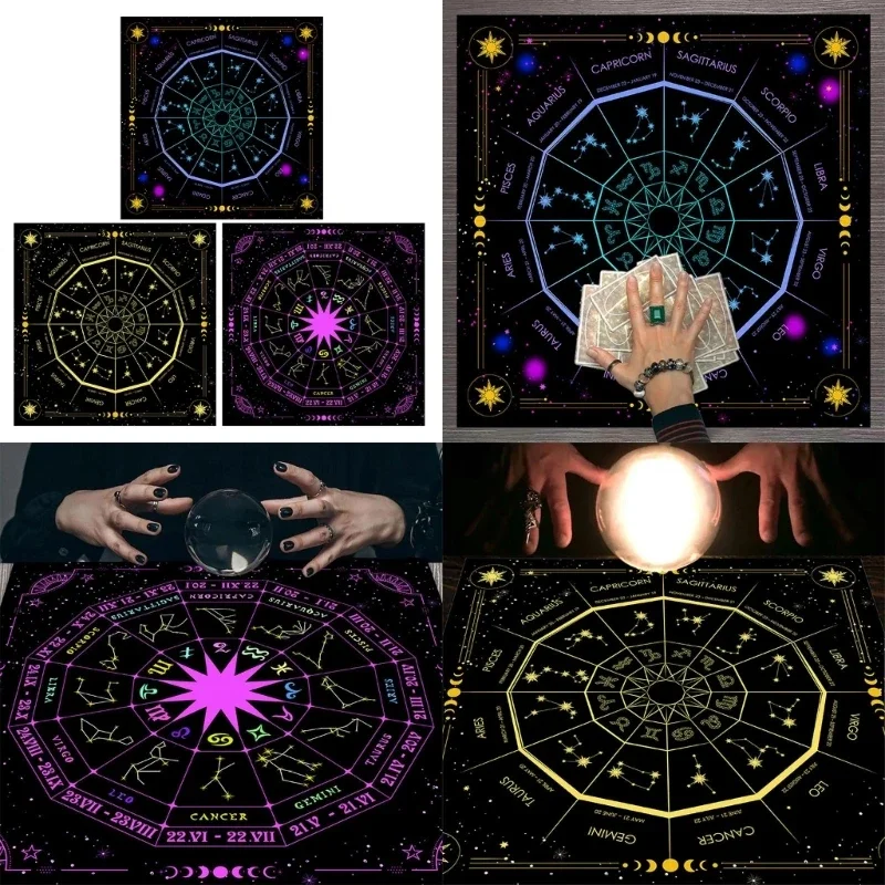 Board Game List - 正方形のフランネルタロット,占星術のオラクルパッド,テーブルカバー,占いのテーブルクロス,50 cm, 60 cm, 75cm