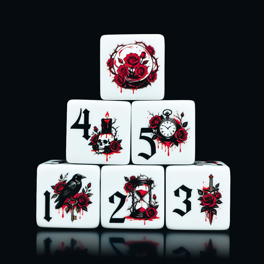 12個入り ゴシックローズ 16MM プリントD6アクリルダ - Board Game Print のレビューと価格