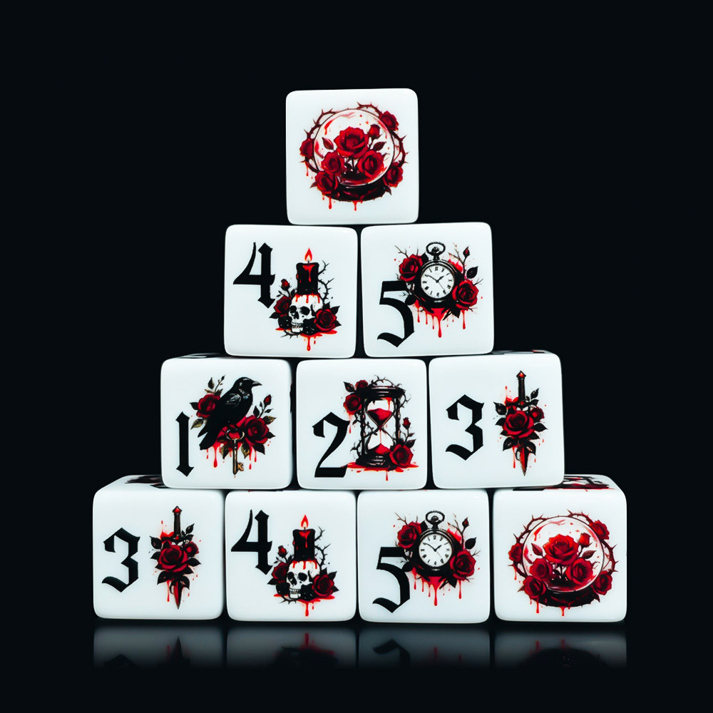 12個入り ゴシックローズ 16MM プリントD6アクリルダ - Board Game Print のレビューと価格