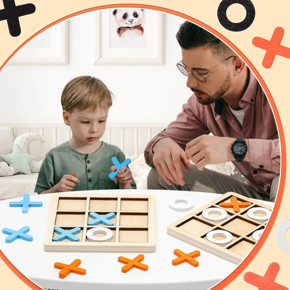 木製 XO 三目並べゲーム ミニチェスボード インタラクショ - Board Game Idea のレビューと価格