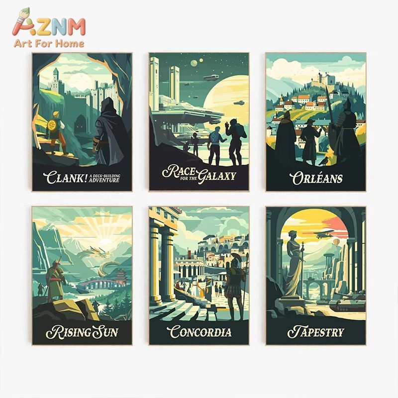 AZNM レトロボードゲームアートキャンバスポスターフレーム - Board Game Print のレビューと価格