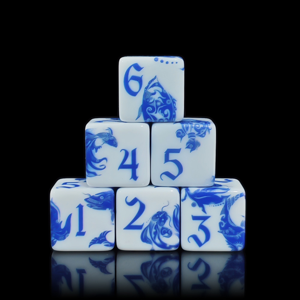 12個入り青と白の磁器鯉魚D6ダイス、中国風16MM正方形ア - Board Game Rpg のレビューと価格