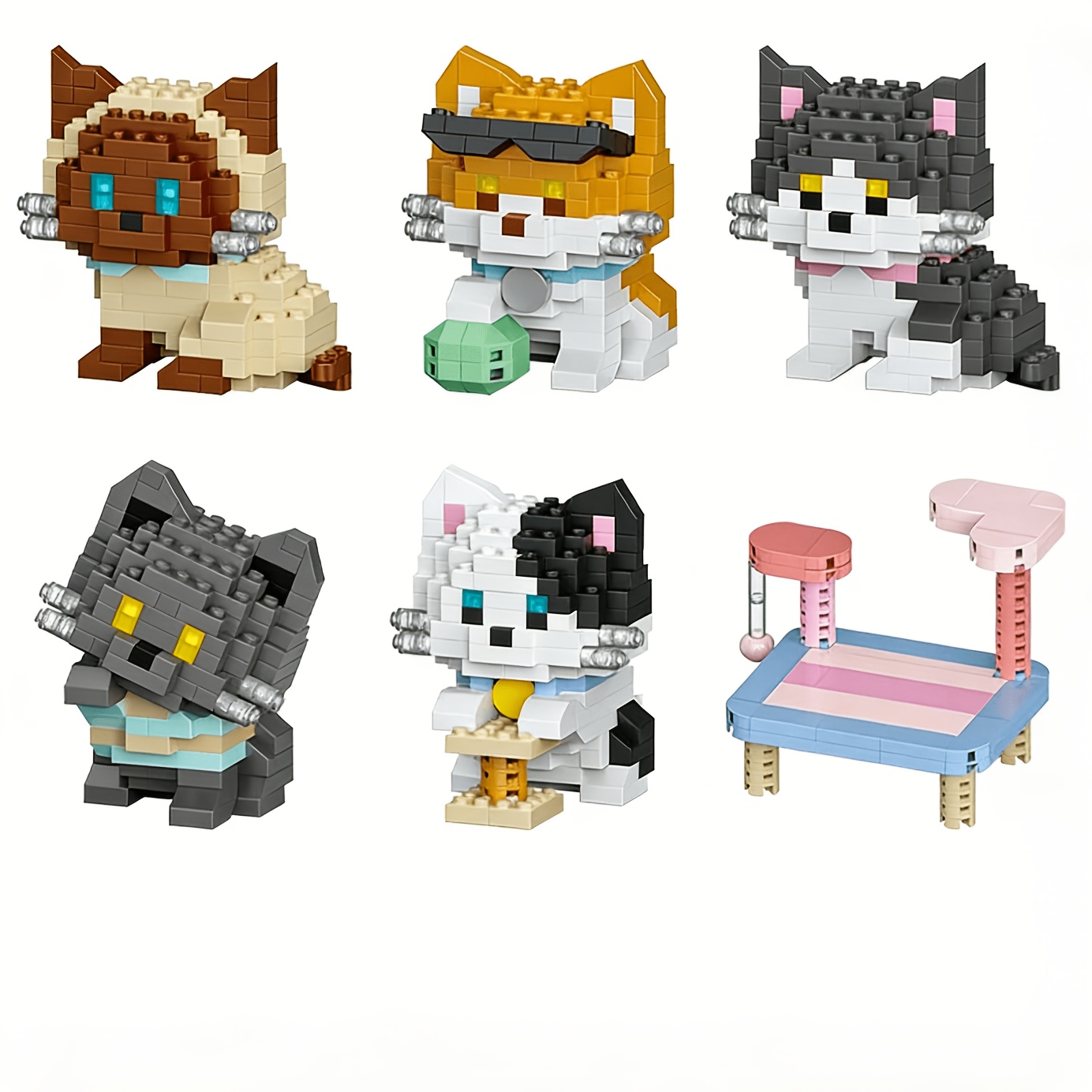 猫シリーズの組み立てブロック6個セット、オレンジ色の猫、ブリ - Board Game Master のレビューと価格