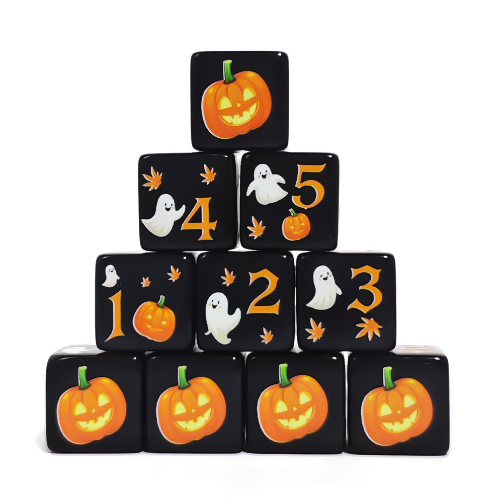 12個入り 16MM ブラックアクリル D6 ダイス、ハロウ - Board Game Print のレビューと価格